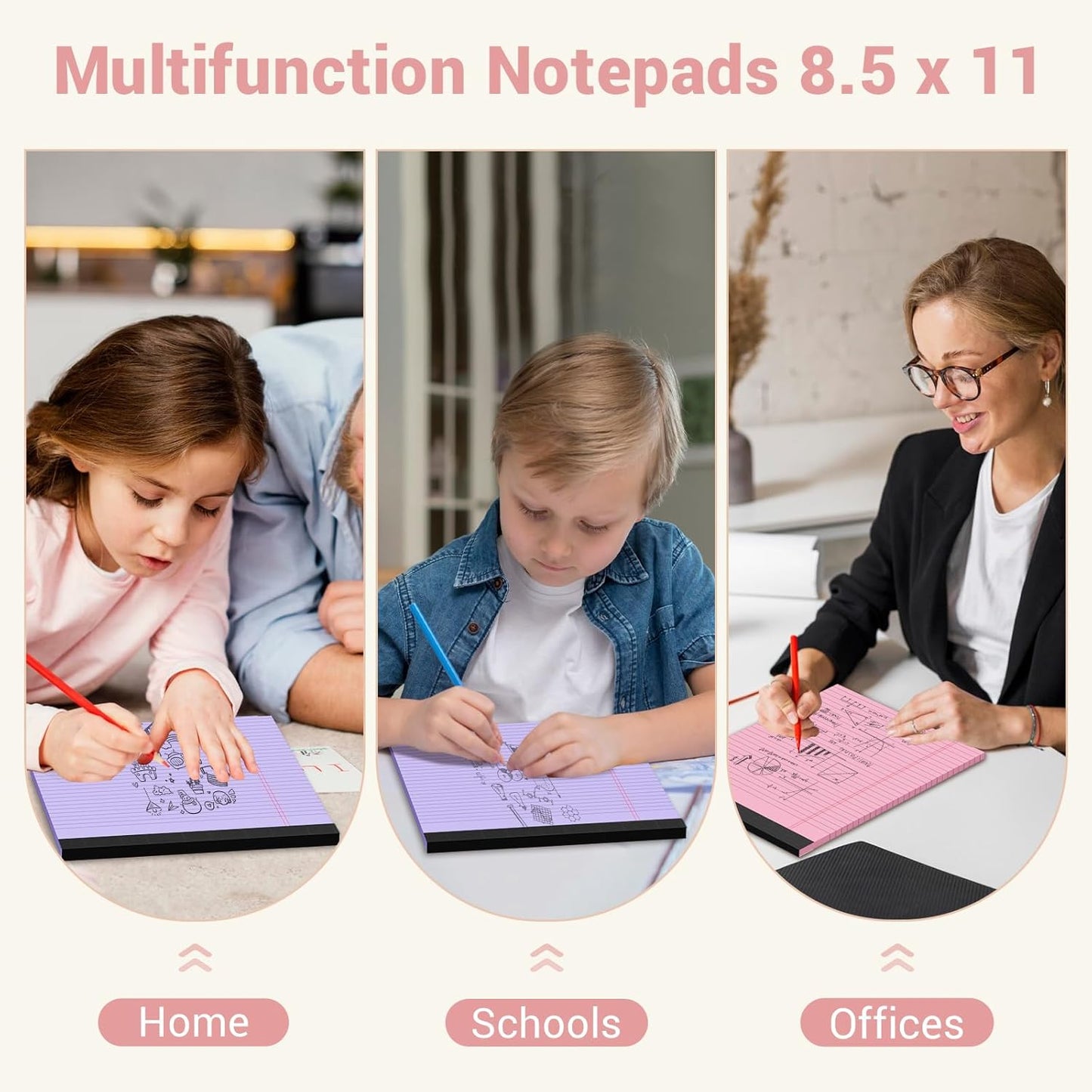 Legal Pads 8.5 x 11 Colored Note Pads, 2 Pack Notepads 8.5 x 11 Lined Paper, Colored Notebook Paper Writing Pads 30 Sheets per Colored Paper Pads 8.5 x 11 for Purple Legal Pads Home Office School