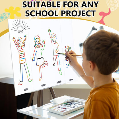 HAUTOCO 4 Pcs Medium Trifold Poster Board 26 x 15.74 inches Tri Fold Presentation Boards White Corrugated Project Boards for Science Fair, School Project, Event Displays, Business