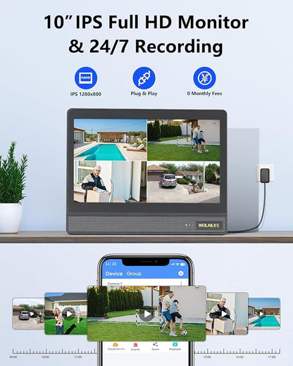 【All-in-One Security System】 4MP PTZ Security Cameras Wireless Outdoor, WiFi Home Security Camera System, Video Surveillance DVR Kits