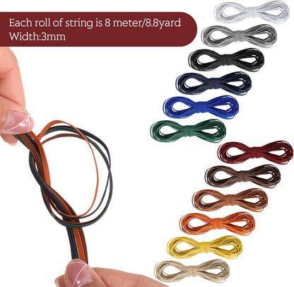 WILLBOND 12 Rolls Colorful Elastic Band Folding Elastic Cord Heavy Duty Stretch Band Knitted Flat Band for Sewing Crafts DIY Comforter Cuffs(1/8 Inch X 106 Yard,Retro Colors)