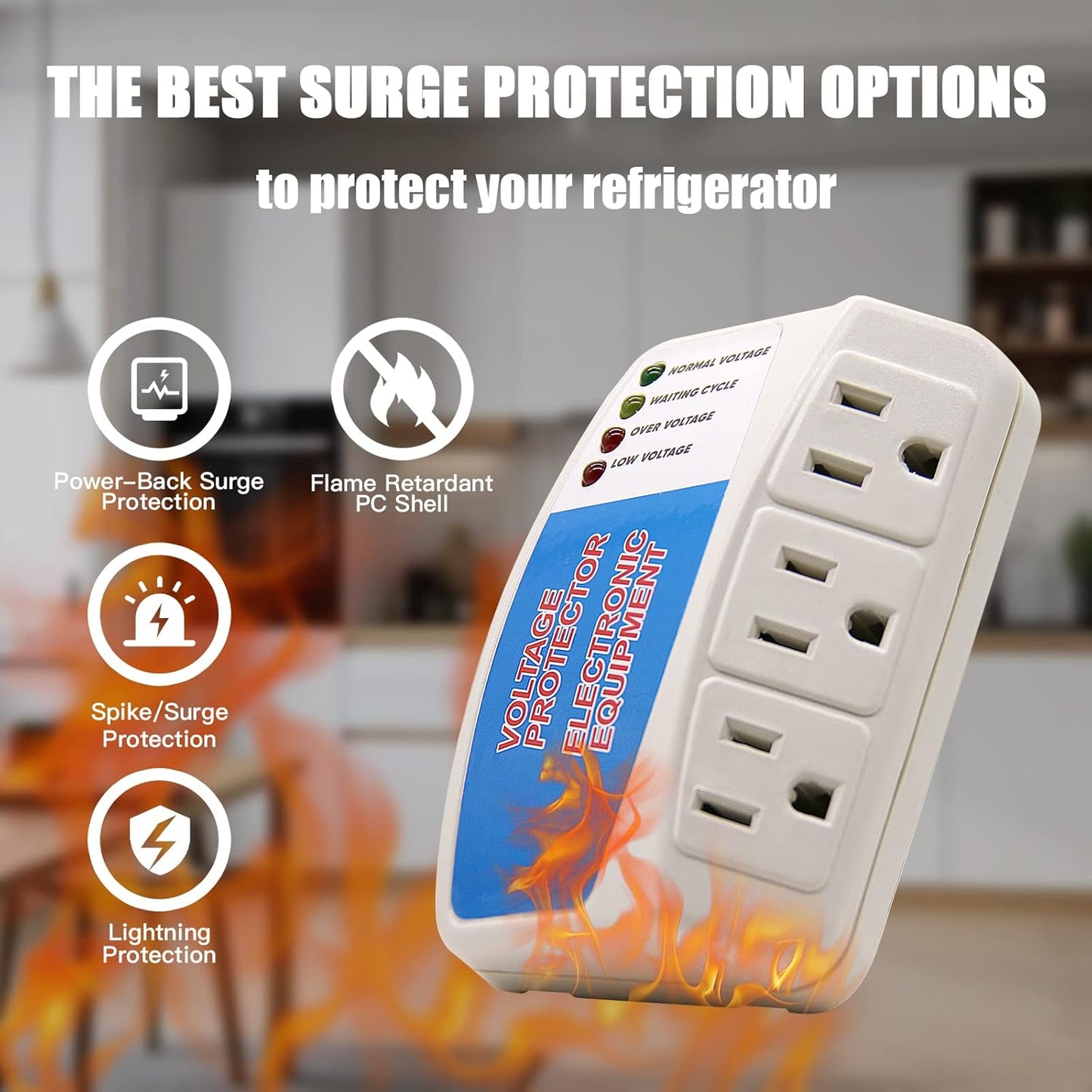 BSEED Surge Protector Home Appliance,3 Outlet Power Surge Protector, Voltage Protector Brownout Surge Refrigerator 1875 Watts,120V 15A(4Pack)
