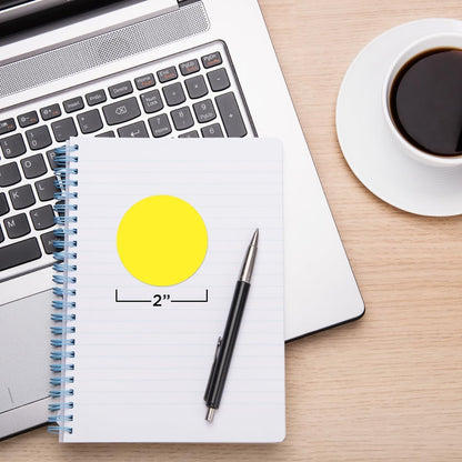 ChromaLabel 2 Inch Round Label Stickers, Permanent Yellow Dots for Color Coding, Large Yellow Stickers for Office and School Projects - 500 Dot Labels per Roll, Coding Sticker - Case of 5