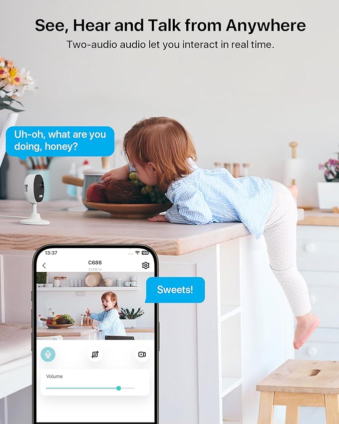 ZOSI Indoor Security Camera, 2Pack 1080P Home WiFi Camera with Phone App, Smart Motion Detection,2 Way Audio, Night Vision,C688 Baby/Pet Monitor,Memory Card/Cloud Storage,Works with Alexa,Plug-in