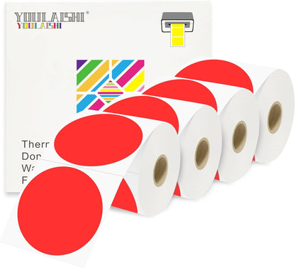3 X 3 Inch Color Coding Dot Labels Circle Thermal Printable Waterproof 2000 Pcs Round Stickers Adhesive Writable for Office, Home, Garage, DIY Sticker, Barcodes, Name Tag, Fluorescent Red