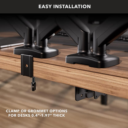 Mount-It! Dual Monitor Desk Mount – Full Motion Gas Spring Arms, Fits 13 to 32 Inch Screens, Holds 17.6 lbs per Arm, Dual Monitor Stand, VESA Mount, C-Clamp & Grommet Base