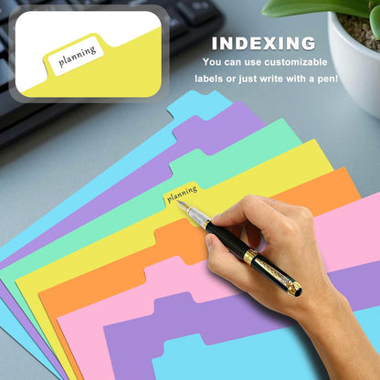 8-tabs 2 Set Binder Dividers with Tabs,Fit 8.5" X 11" Letter Size Plastic Index with Label,Color Dividers for 3 Ring Binder (Total 16 Pcs)