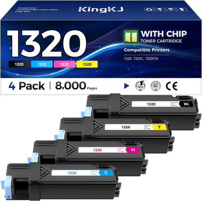 1320 1320C 1320CN Toner Cartridge Set 4-Pack Replacement for Dell 1320C 310-9058 310-9060 310-9062 310-9064 KU052 KU053 KU054 KU055 Toner Compatible with Dell Color 1320 1320C 1320CN Laser Printer Ink