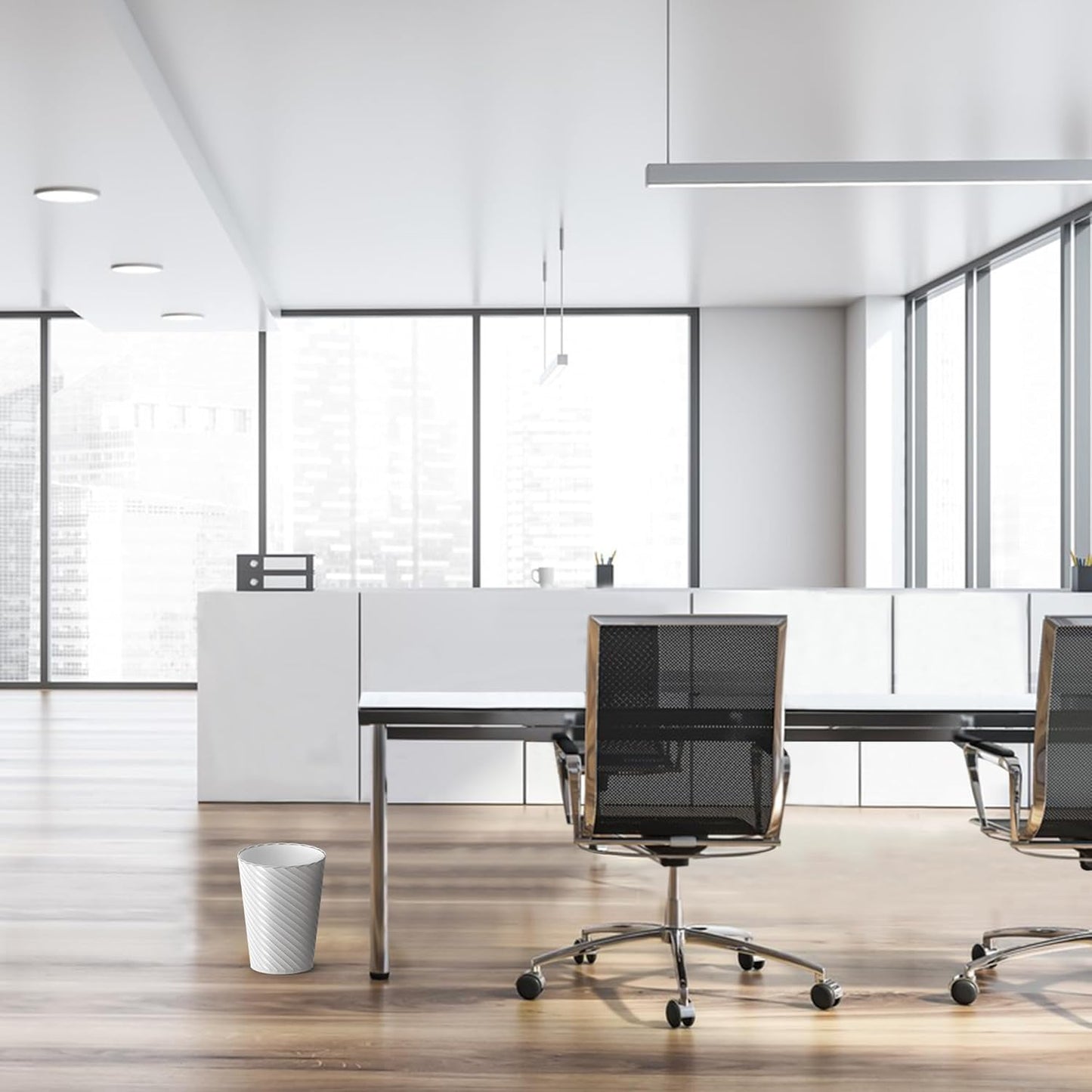 Bathroom Trash Can, 3 Pack 1.8 Gallons Small Trash Can with Trash Bags, Bathroom Garbage Can, Plastic Trash Bin, Round Waste Basket for Bedroom, Office, Room (White Black Grey)