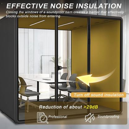 Office Sound Booth with Audio Privacy - Portable Soundproof Pod with Human Body Sensor,Soundproof Room with Light,Ventilation,Socket for Meetings,Report Presentations