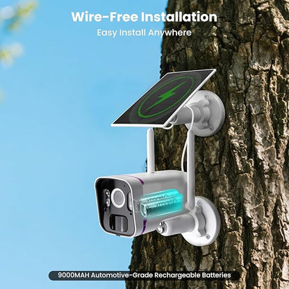 XMARTO Solar Security Cameras Wireless Outdoor, WiFi6 NVR with 64GB Micro SD Card, 10 PCs 4MP QHD Home security camera system with 10CH Expandable NVR, 120 Days Local Storage, All-Weather Solar Charge