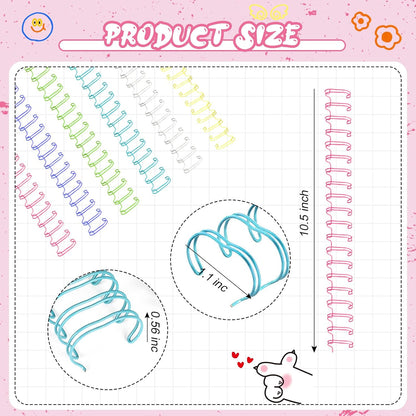 30Pcs Metal Double Loop Binding Wires Double Spiral Binding Ring Coil, 9/16" 23 Holes, 2:1 Pitch Cinch Binding Machine Wire for Teacher Student Document Notebook File Making (Iridescence)