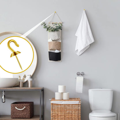 Hotop 30 Pieces Push Pin Wall Hooks Metal Thumb Tack Hangers Iron Alloy Nail Decorative Picture Hooks for 20 Lbs Home Office School Party Supply (Gold)