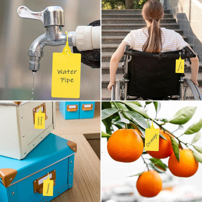 100 Plastic Tags Shipping Tags Waterproof Tags for Labeling Blank Writable Marker Ties Security Seals Storage Hanging Tags Shipping Label with One Marker Pen (Yellow)