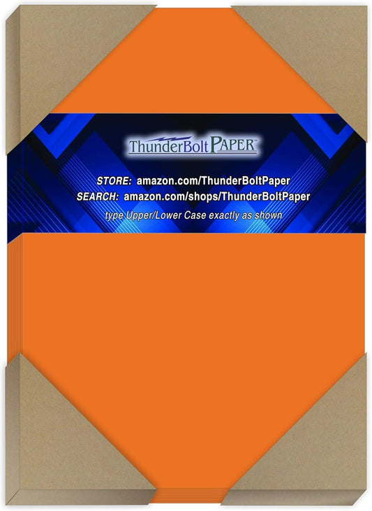 150 Orange Color Cover/Card Paper Sheets - 5 X 7 Inches Photo|Card|Frame Size - 65# (65 lb/Pound) Light Weight Cardstock - Quality Printable Smooth Paper Surface for Bright Colorful Results