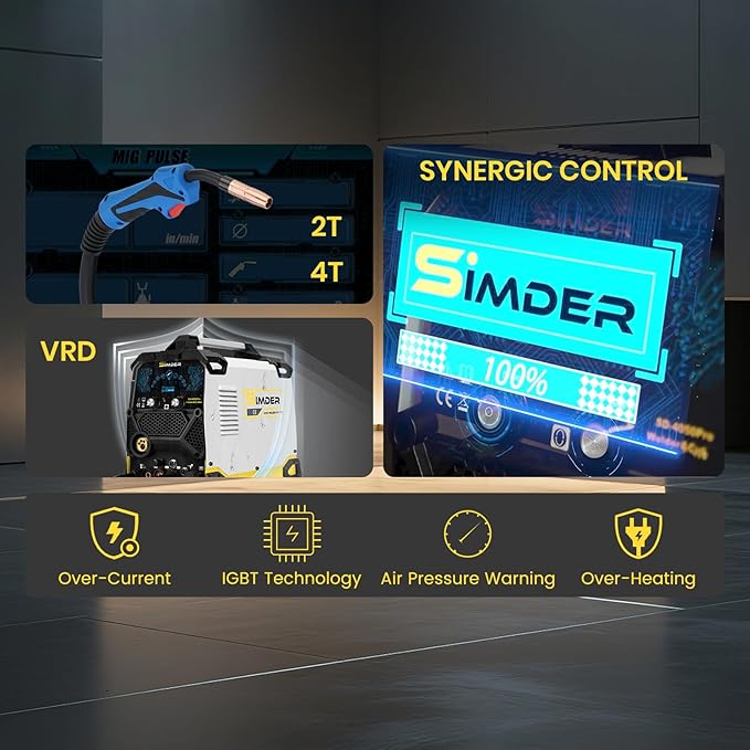 SSIMDER MIG Welder 200A Plasma Cutter Welder Combo With 18PCS 15AK MIG Consumables 10 in 1 Multiprocess Welder Pulse MIG/Gas MIG/Flux Core/HF TIG/Stick/Cut Aluminum Welder for Home DIY Outdoor