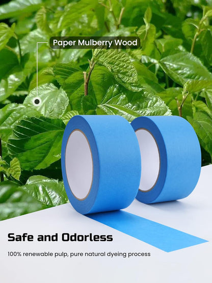 Lichamp Blue Painters Tape, 2 Bulk Pack 1.9 inch by 55 Yards Paper Tape, Blue Tapes for Crafts Arts