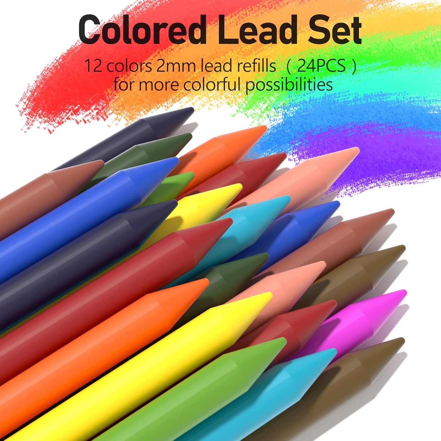 Four Candies 25PCS Art Mechanical Pencil Set with Case, 3PCS Metal Artist Lead Pencil 0.5, 0.7, 0.9 mm & 3PCS 2mm Holder (HB 2H 2B 4B Color) with 432PCS Graphite Lead Refills for Drawing Sketching