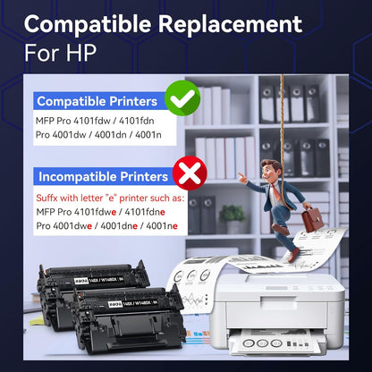 148X Black High Yield Toner Cartridge - with Chip Compatible Replacement for HP 148X 148A W1480X W1480A for HP Laserjet Pro MFP 4101fdw 4001dn 4001n 4101fdn 4001dw Printer for Office Work - 2 Pack
