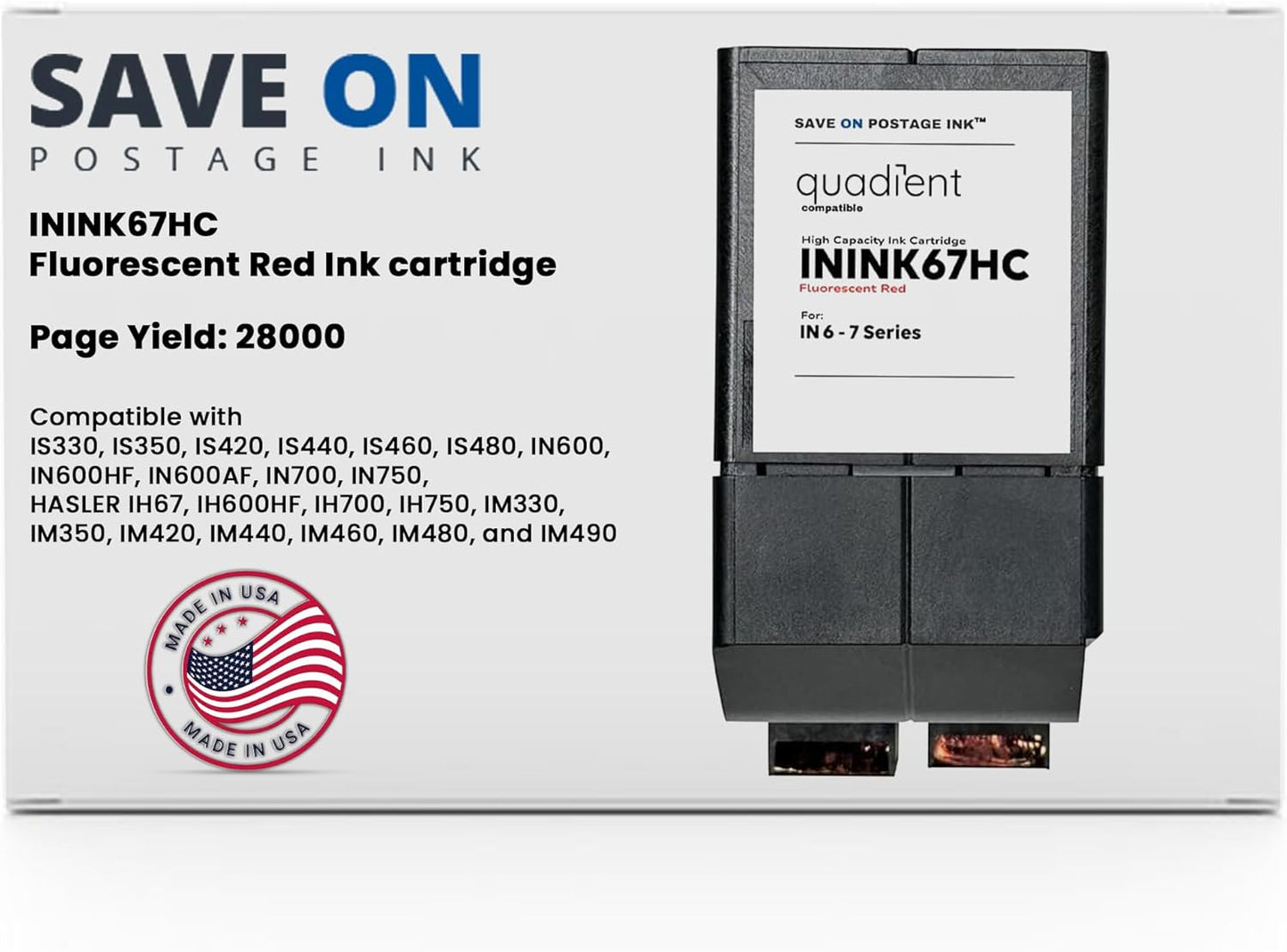 Save On Postage Ink Compatible ININK67HC Quadient Neopost Compatible Ink Cartridge - High Capacity for in Series 600/700/750 Mailing Machine Bases