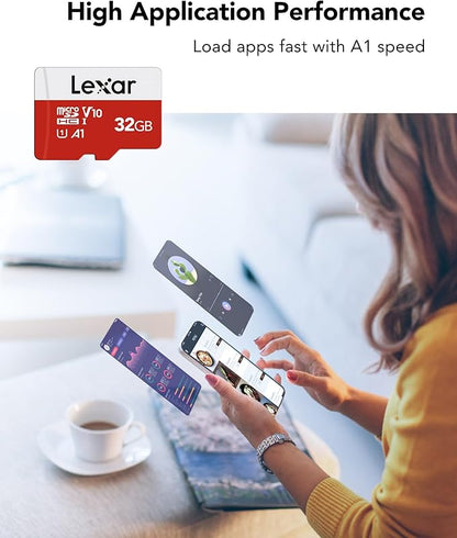 Lexar 32GB Micro SD Card 2 Pack, microSDHC UHS-I Flash Memory Card with Adapter - Up to 100MB/s, U1, Class10, V10, A1, High Speed TF Card (2 microSD Cards + 1 Adapter)