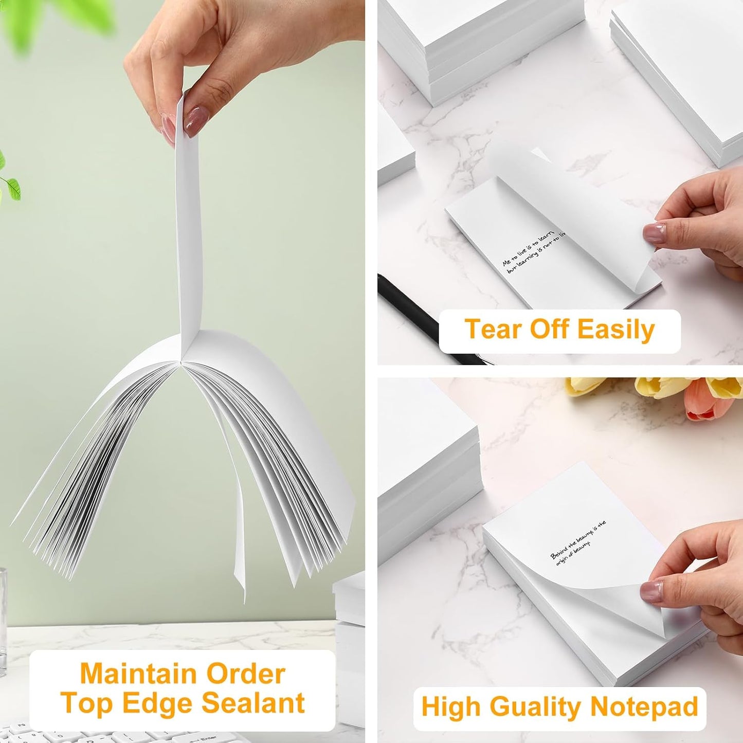 Fainne 3 x 5 Inch Paper Note Pads White Memo Pad Blank Writing Memo Scratch Paper for Waitress Waiter Book to Do Grocery List Small Notebook Restaurant Checkbook, White(150 Pack)