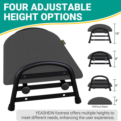 Comfortable Foot Stool for Desk, Adjustable Height Footrest with Washable Cover, Under Desk Foot Rest for Office