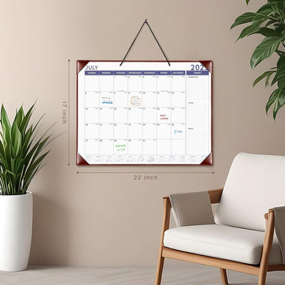 Ospelelf Large Desk Calendar 2025-2026 with PU Leather Pad, 18 Months Planner Pad from July 2025 to Dec 2026, 22" x 17" Wall Calendar with Protective Cover for Home or Office, Brown