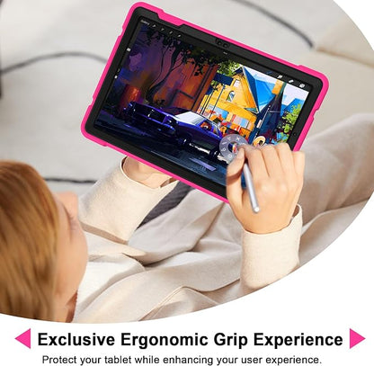 Rantice Case for Samsung Galaxy Tab A9+/A9 Plus 11", Heavy Duty Shockproof Rugged Protective Case with Kickstand for Galaxy Tab A9+/A9 Plus 11 Inch (SM-X210/X216/X218), Rosepink+Black