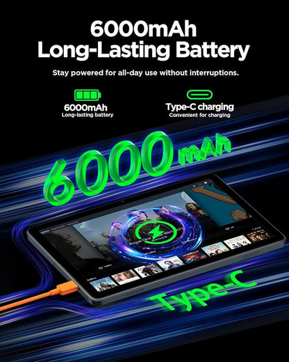 Tablet,10.1" Android Tablet with Octa-core Processor,12GB RAM+192GB ROM (64GB ROM+128GB TF Card Included),1280x800 IPS HD Screen,6000mAh,Dual Camera,WiFi 6,BT 5.4,Android 15 Tablets 2025,Space Gray