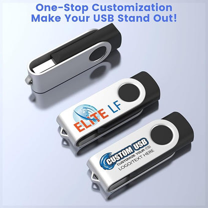 ABLAZE Custom Flash Drive 32GB 10 Pack, Personalized USB Logo Flash Drives USB 2.0 Thumb Drives with Logo Memory Stick (Mixcolors)