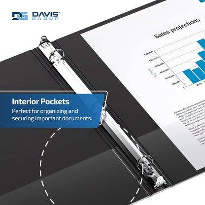 Easyview Premium 3-Ring Binders with Clear-View Covers and Round Rings, Binders for School or Office, 3 Inch, Pack of 6, Black