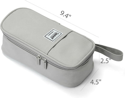 Pencil Case Pouch Box Bag School Supplies Girls Boys Kids, Cute Preppy Stuff Large Big Capacity Aesthetic Pen Organizer, Back to College Stationary, Gray, Classic Stlye, 1800ml