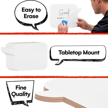 Speech Bubble White Board - Set of 10 - Dry Erase Answer Paddle for Kids and Adults - Smooth Surface for Easy Writing and Wiping - Reusable Paper Material - White
