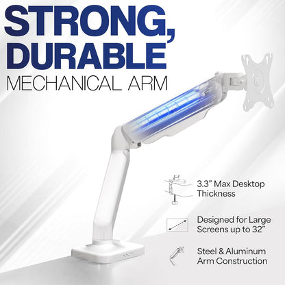VIVO Single 17 to 32 inch Monitor Height Adjustable Counterbalance Mechanical Arm Desk Stand, Classic, Universal VESA Mount, White, STAND-V001OW