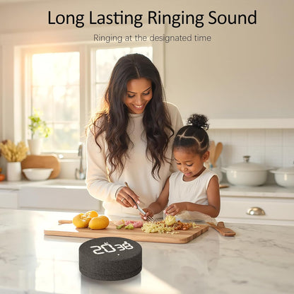 AVINIA Desk Timer for Productivity Magnetic Digital Kitchen Timer Rechargeable Fabric Mesh Cover 99 Mins Countdown/Count Up Stylish Efficana Konah Home Timmer for Cooking-Black