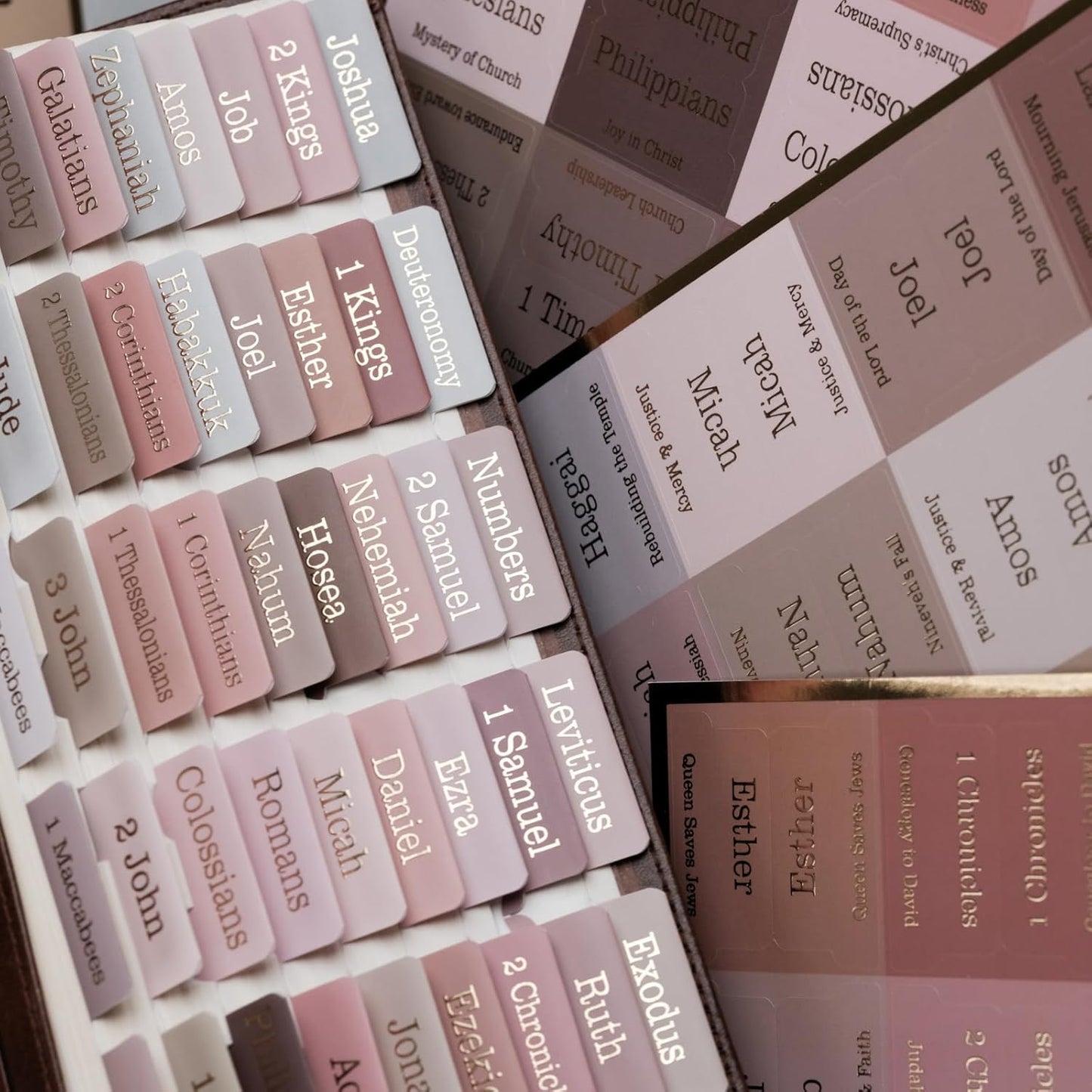 UPAFEXXI-Laminated Bible Tabs with Book Summaries(Gold Foil Embossed Lettering), Bible Tabs for Women and Men, Reposition Large Print Stickers, Easy to Read, 80Chapters Labels for Easy Navigation