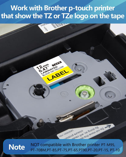 Weemay 3 Pack TZe-631 Compatible for Brother P-Touch Label Tape 12mm 0.47 Black on Yellow TZe TZ Tape TZ-631 TZ631 TZe631 for PTD210 PTD220 PTH110BP PTD410 PTD600 Printer, 0.47" x 26.2'