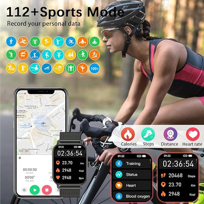 Smart Watch for Women Men Fitness: Waterproof Make Answer Call Digital Mens Watches Running Pedometer Smartwatch for Android Phone iPhone Samsung Compatible Heart Rate Monitor SpO2 Step Tracker