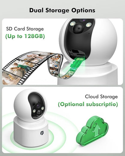 2.5K 4MP Pan/Tilt Security Camera Indoor with 6000mAh Battery, 5G&2.4G WiFi Camera for Home Security/Baby Monitor/Pet Wireless Surveillance Cam, Color Night Vision, AI Motion Detection, 2-Way Audio