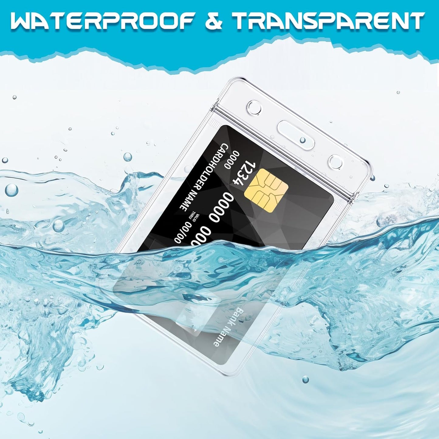 BESARME 30 Pack Vertical ID Badge Holders Clear Plastic Waterproof Card Holder Resealable for Office Worker Teacher