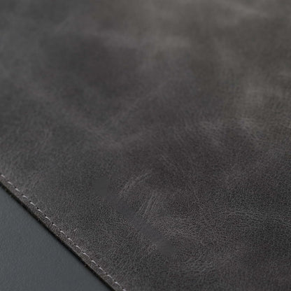 Jersey Genuine Calfskin Leather Desk Pad, Office Desk Mat with Non-Slip Bottom, Smooth Surface for Mouse & Keyboard, Desk Protector (14.6x31.5 inches) (Gray)
