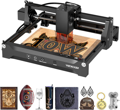 Laser Cutter and Engraver Machine, Woxcker L2 Mini 10W High-Precision No Need Installation for Metal, Wood, Acrylic, Leather, Glass Support Expansion Module (Class 1 Output Wattage: 10000 mW)