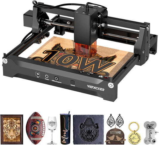 Laser Cutter and Engraver Machine, Woxcker L2 Mini 10W High-Precision No Need Installation for Metal, Wood, Acrylic, Leather, Glass Support Expansion Module (Class 1 Output Wattage: 10000 mW)