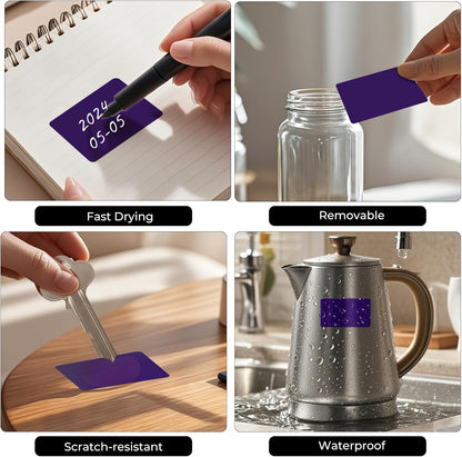 Rectangle Label Stickers 3×2 Inch Vinyl Removable Purple Sticker Waterproof Writable File Folder Moving Labels for Boxes Home Office Labeling 40 PCS