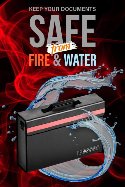 The Good Stuff Fireproof Document Box for Legal Documents, Passports, Cash, and Contracts, 5" x 11" 3.5" / 2000℉ Protect Your Notebooks, Binders, Folders, and Contracts