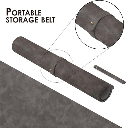 Distressed Leather Desk Mat - Non-Slip PU Desk Pad for Office and Home - Desk Organization and Accessories - Ideal for Large Mouse Pad and Desk Mats on Top of Desks(Slate Gray,27.6"x 13.8")