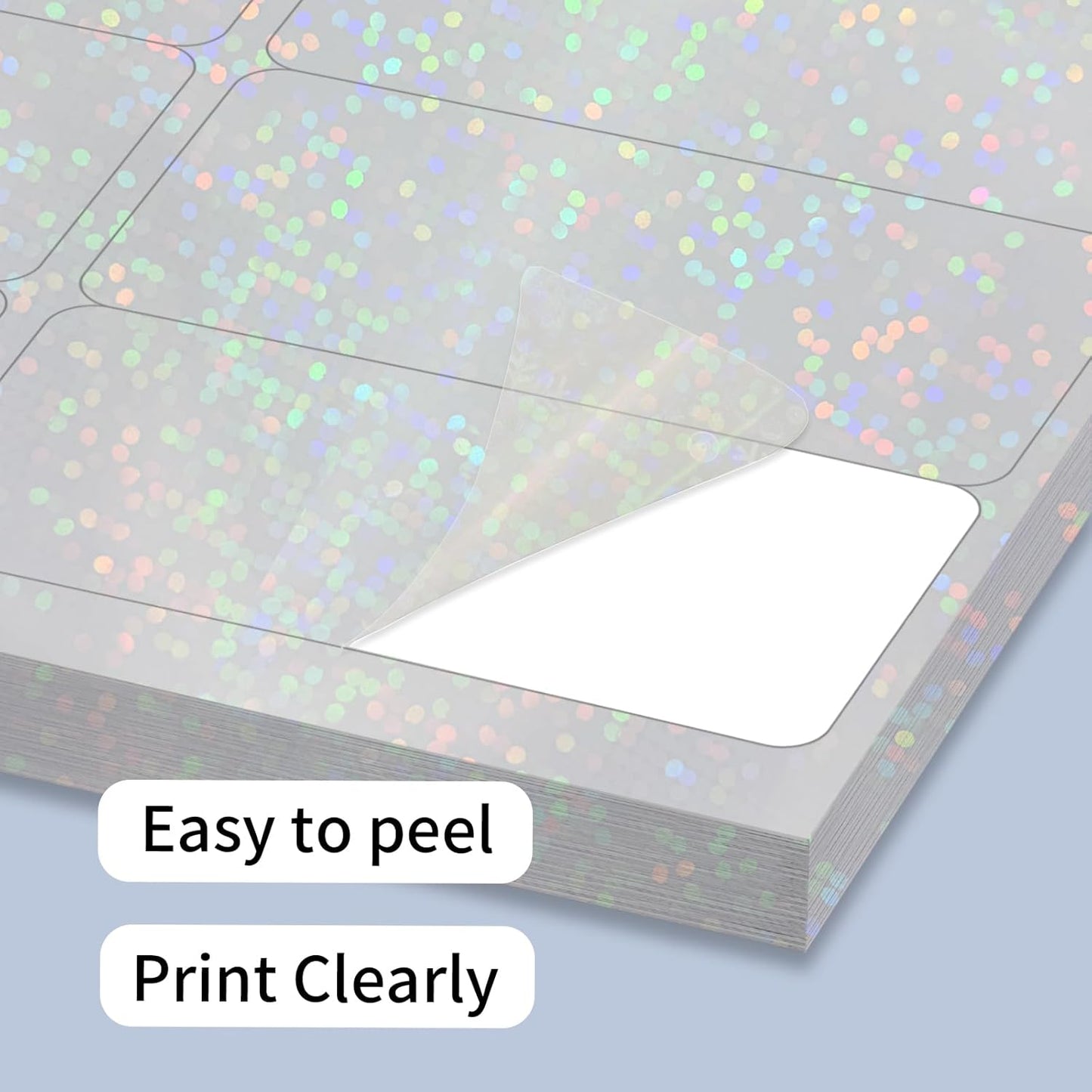 STARLIBOO Transparent Stickers Labels -1" x 2-5/8" Clear Address Labels Mailing Stickers for Laser/Inkjet Printer 8.5"×11"- 20 Sheet (Clear Holographic Dot)