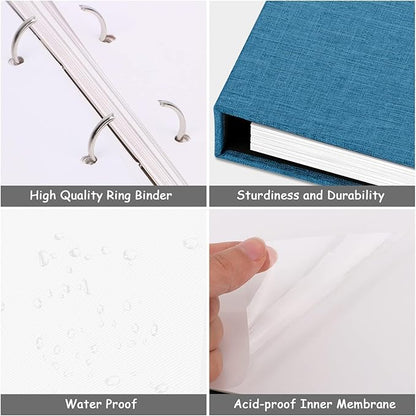 Zesthouse Large 18In Photo Album Self Adhesive 60 Pages, 3-Ring Scrapbook Albums Holds 8x10 5x7 4x6 Photos, DIY Magnetic Picture Book with Writing Space, Gift for Family Wedding Baby