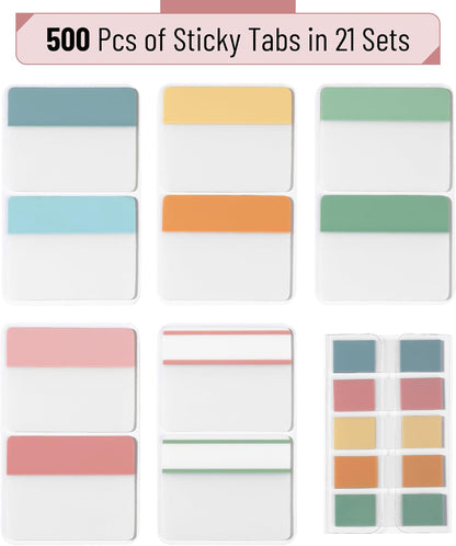 Mr. Pen- Sticky Index Tabs, 500 Pcs, 21 Sets, Colorful Sticky Tabs for Notebooks, Page Markers, Page Tabs for Binders, Page Tabs Sticky Tabs for Books, Notebook Tabs, Book Sticky Tabs for Notebooks