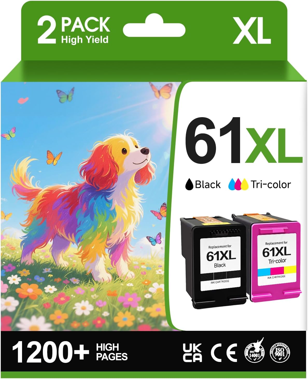 Remanufactured 61XL Ink Cartridge Replacement for HP Ink 61 Combo Pack for HP Envy 4500 5530 4502 4501 5535 OfficeJet 4630 4635 DeskJet 2540 1000 1010 1510, 2-Pack